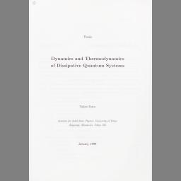Dynamics And Thermodynamics Of Dissipative Quantum Systems 国立国会図書館デジタルコレクション